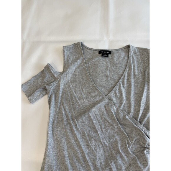 Womens Trouve Grey Bodysuit Cut Out Short Sleeve V Neck Jersey Knit Size M - Picture 3 of 7